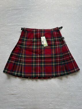 NWT The Kilt Ladies Deluxe Kilt Stewart Royal Tartan Red Plaid Skirt Size 16